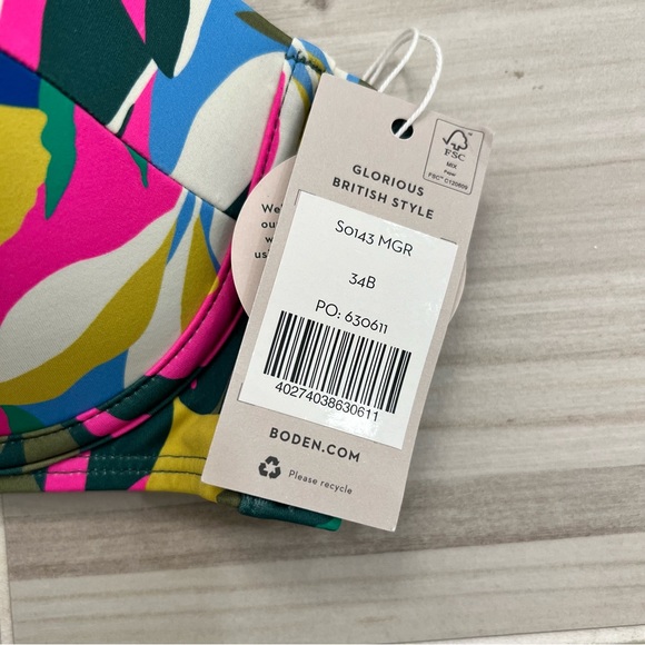 NWT Boden Kythira Bikini Top | Size 34B, Palm Leaf, Tropical Flora - Picture 2 of 8